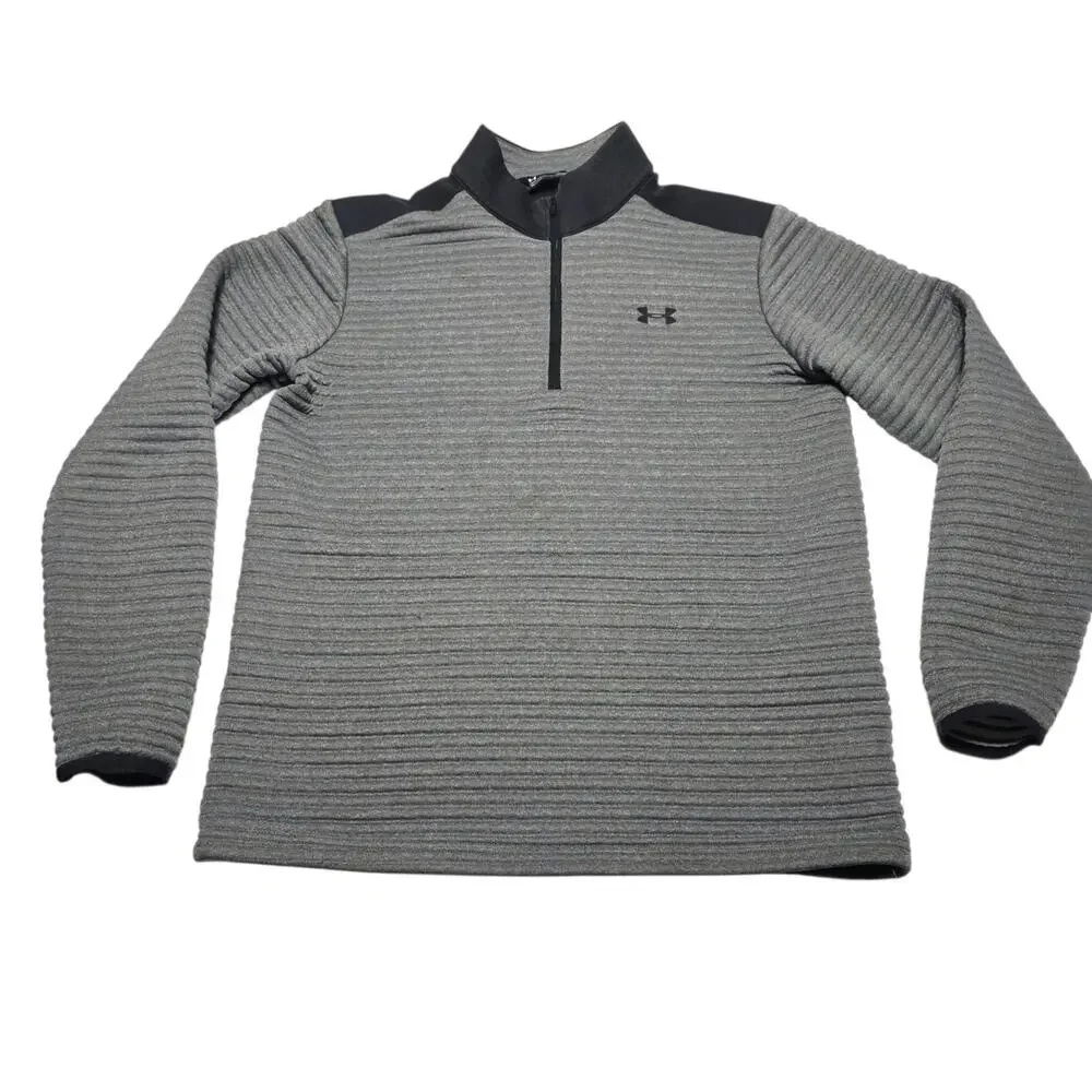 Under Armour Jacket Gray ColdGear Loose Fit Size Small 1/4 Zip Ribbed Gray